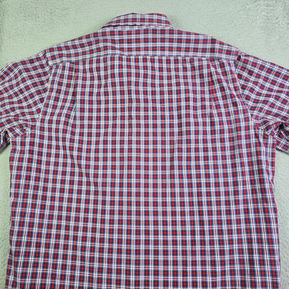 L.L. Bean Button Front Shirt Men's Large Red Blue Plaid Casual Preppy Patriotic - Picture 11 of 11